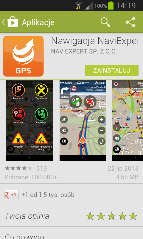 NaviExpert w Sklepie Google Play